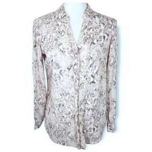 CANDIE'S PINK SNAKE PRINT BUTTON DOWN TOP SZ.S EUC.
